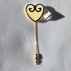Vintage Givenchy Heart Cream Gold Tone Heart Stick Pin